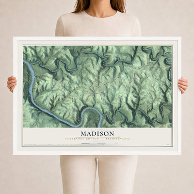 Map of Madison, Armstrong County, Pennsylvania, 24 x 36 inch print in a white wood frame