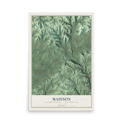 Map of Madison, Columbia County, Pennsylvania, 12 x 18 inch unframed archival matte print