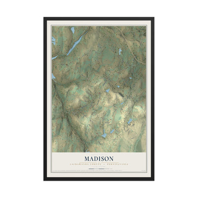 Map of Madison, Lackawanna County, Pennsylvania, 12 x 18 inch print in a black wood frame