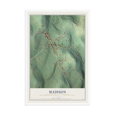 Map of Madison, Westmoreland County, Pennsylvania, 12 x 18 inch print in a white wood frame