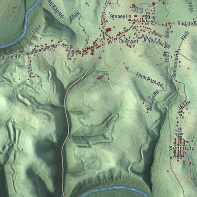 Close-up of the map of Mahoning, Armstrong County, Pennsylvania print showing street and building detail