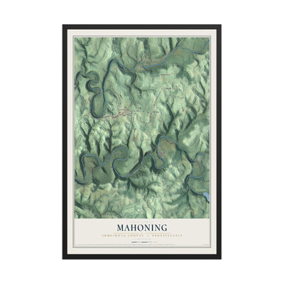 Map of Mahoning, Armstrong County, Pennsylvania, 12 x 18 inch print in a black wood frame