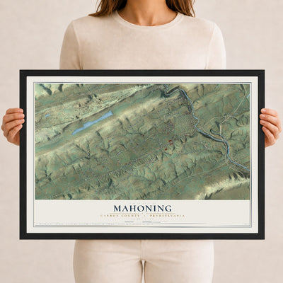 Map of Mahoning, Carbon County, Pennsylvania, 12 x 18 inch print in a black wood frame