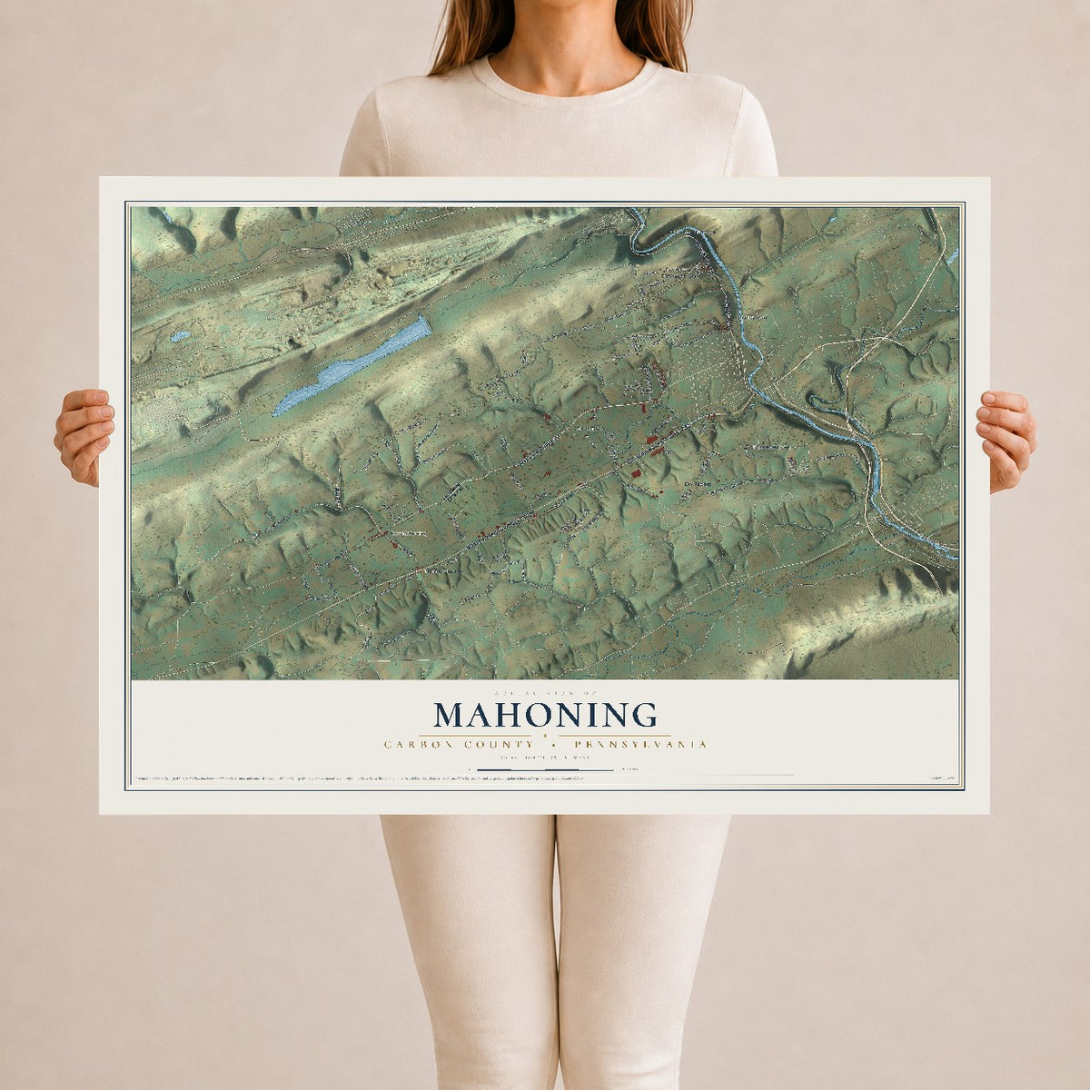 Map of Mahoning, Carbon County, Pennsylvania, 24 x 36 inch unframed archival matte print