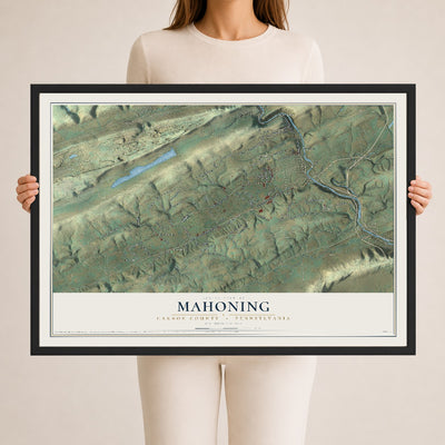 Map of Mahoning, Carbon County, Pennsylvania, 24 x 36 inch print in a black wood frame