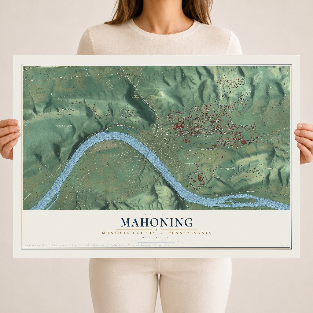 Map of Mahoning, Montour County, Pennsylvania, 18 x 24 inch unframed archival matte print