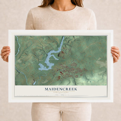 Map of Maidencreek, Pennsylvania, 12 x 18 inch print in a white wood frame