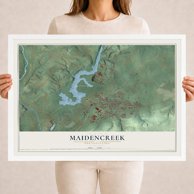 Map of Maidencreek, Pennsylvania, 18 x 24 inch print in a white wood frame