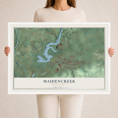 Map of Maidencreek, Pennsylvania, 24 x 36 inch print in a white wood frame
