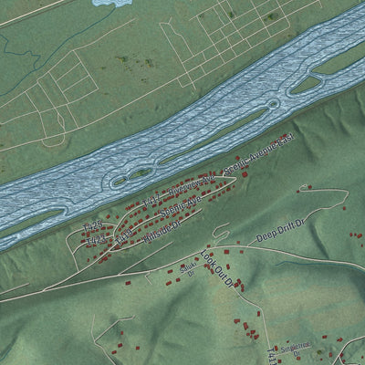 Close-up of the map of Main, Pennsylvania print showing street and building detail