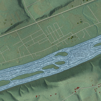 Second close-up of the map of Main, Pennsylvania print showing more streets and buildings