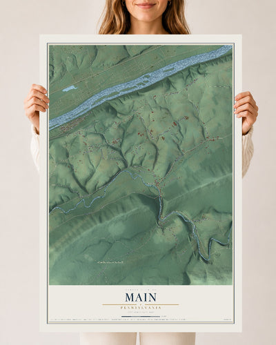 Map of Main, Pennsylvania, 24 x 36 inch unframed archival matte print