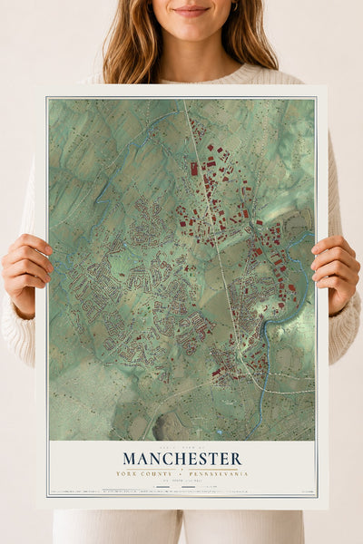 Map of Manchester, York County, Pennsylvania, 18 x 24 inch unframed archival matte print