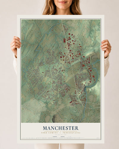 Map of Manchester, York County, Pennsylvania, 24 x 36 inch unframed archival matte print