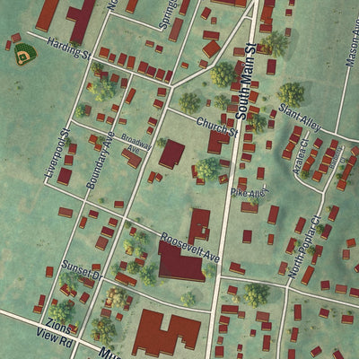 Close-up of the map of the Borough of Manchester, York County, Pennsylvania print showing street and building detail
