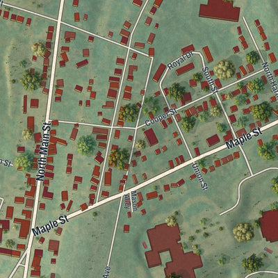 Second close-up of the map of the Borough of Manchester, York County, Pennsylvania print showing more streets and buildings