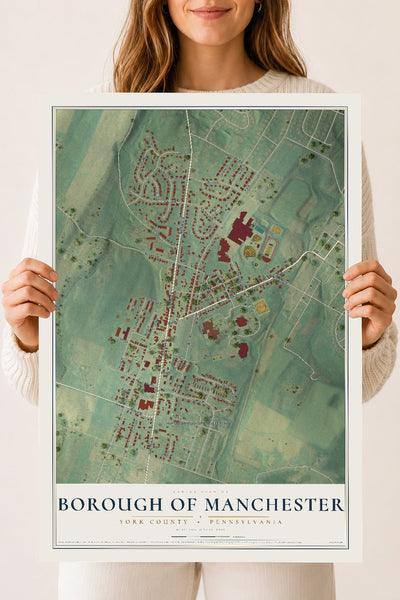 Map of the Borough of Manchester, York County, Pennsylvania, 18 x 24 inch unframed archival matte print