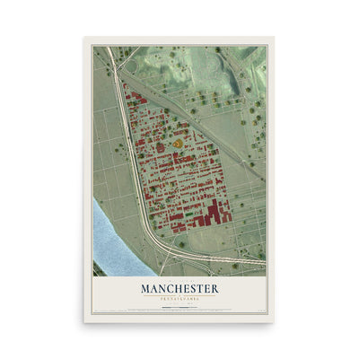 Map of Manchester, Pennsylvania, 12 x 18 inch unframed archival matte print