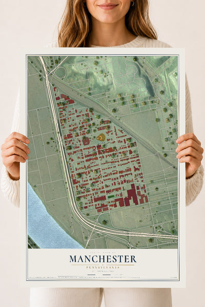 Map of Manchester, Pennsylvania, 18 x 24 inch unframed archival matte print