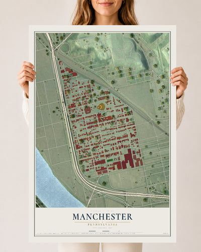 Map of Manchester, Pennsylvania, 24 x 36 inch unframed archival matte print