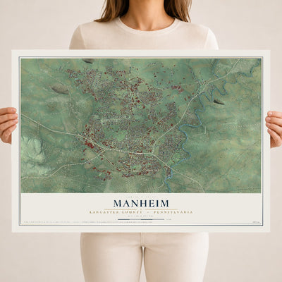 Map of Manheim, Lancaster County, Pennsylvania, 18 x 24 inch unframed archival matte print