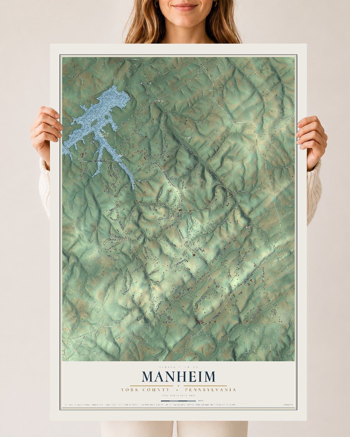 Map of Manheim, York County, Pennsylvania, 24 x 36 inch unframed archival matte print