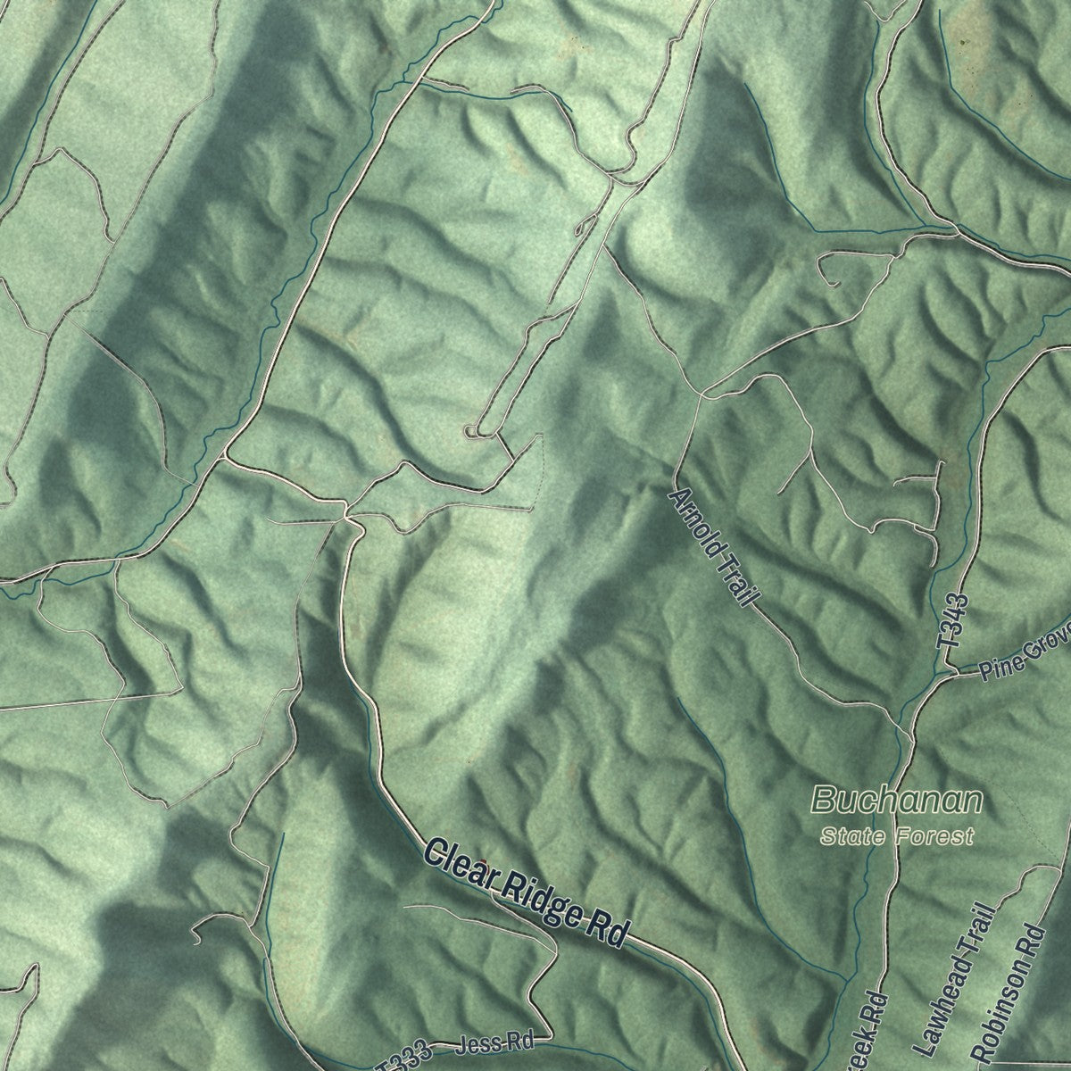 Close-up of the map of Mann, Pennsylvania print showing street and building detail