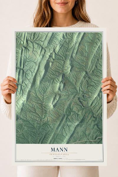 Map of Mann, Pennsylvania, 18 x 24 inch unframed archival matte print