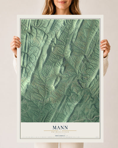 Map of Mann, Pennsylvania, 24 x 36 inch unframed archival matte print