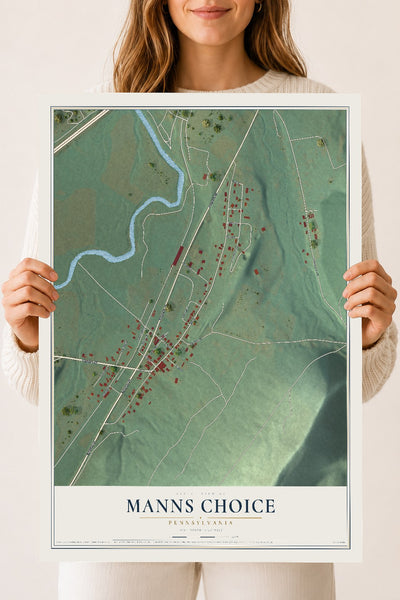 Map of Manns Choice, Pennsylvania, 18 x 24 inch unframed archival matte print