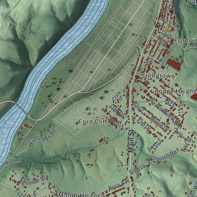 Close-up of the map of Manor, Armstrong County, Pennsylvania print showing street and building detail