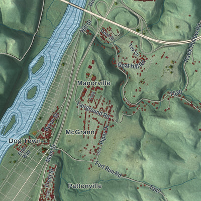 Second close-up of the map of Manor, Armstrong County, Pennsylvania print showing more streets and buildings