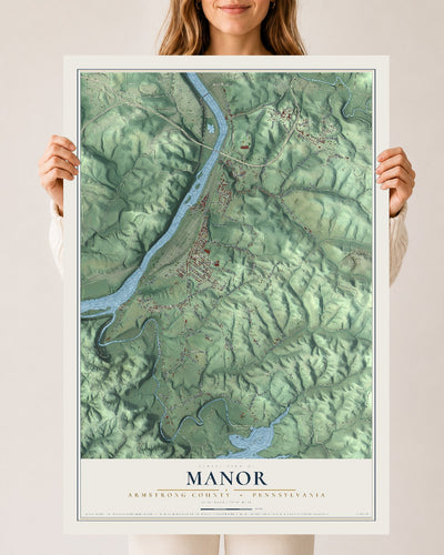 Map of Manor, Armstrong County, Pennsylvania, 24 x 36 inch unframed archival matte print