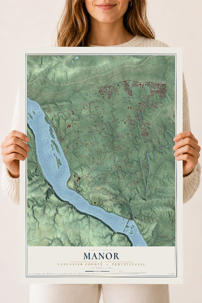 Map of Manor, Lancaster County, Pennsylvania, 18 x 24 inch unframed archival matte print
