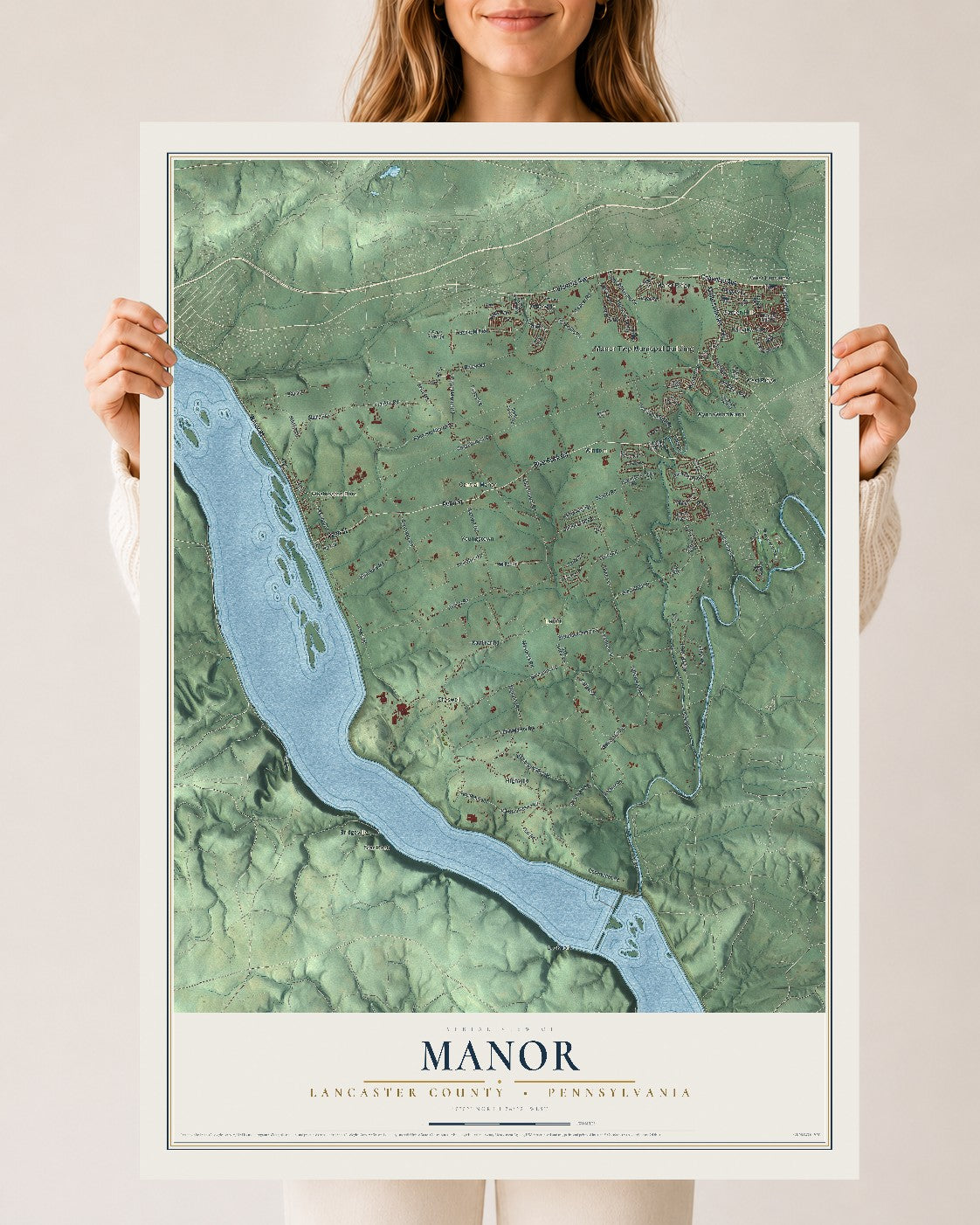Map of Manor, Lancaster County, Pennsylvania, 24 x 36 inch unframed archival matte print