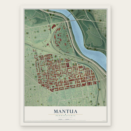Mantua, Pennsylvania map print, the full design