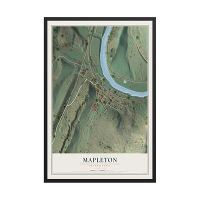 Map of Mapleton, Pennsylvania, 12 x 18 inch print in a black wood frame