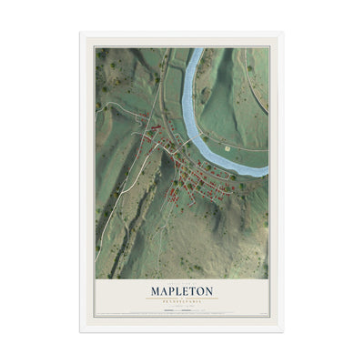 Map of Mapleton, Pennsylvania, 12 x 18 inch print in a white wood frame
