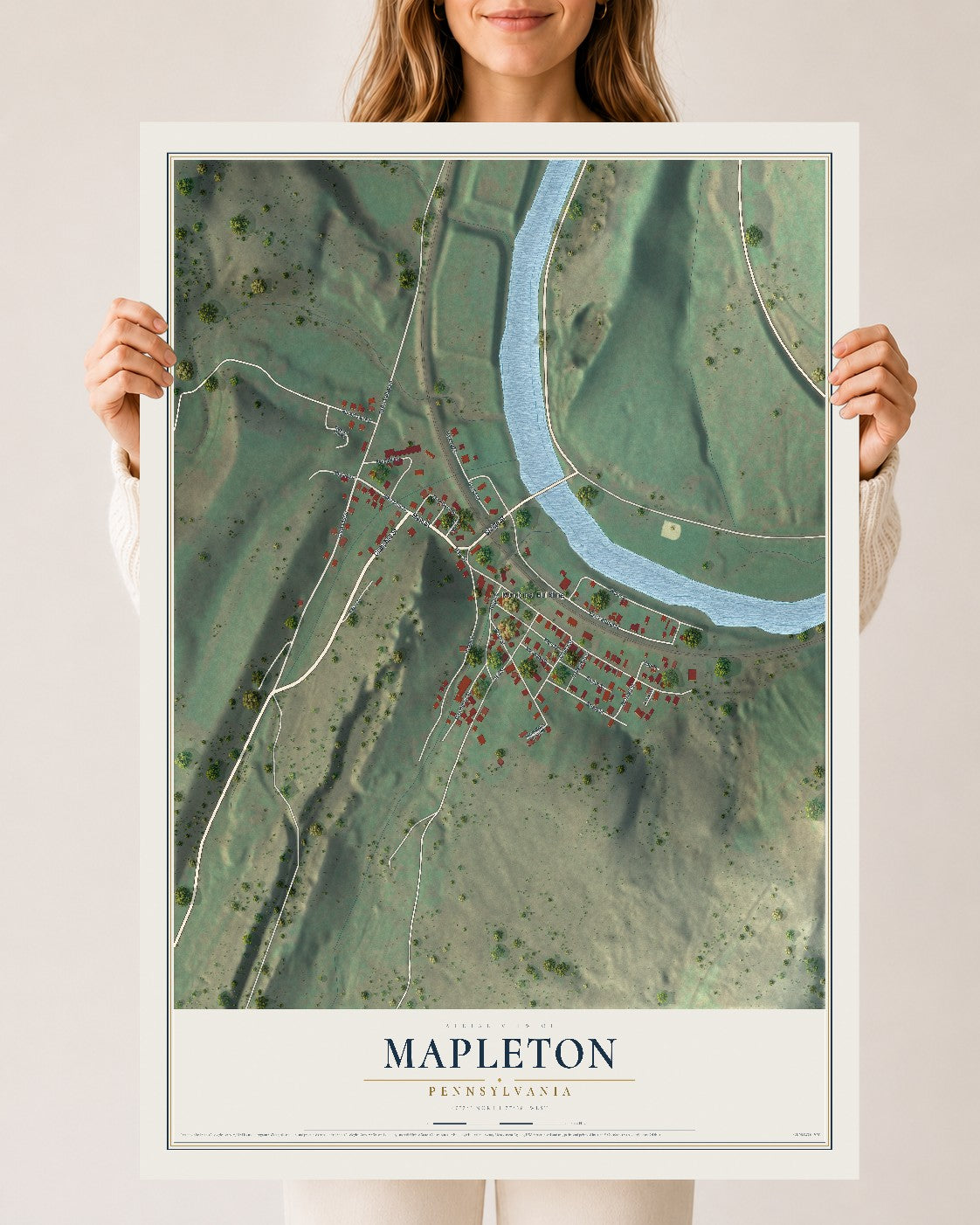 Map of Mapleton, Pennsylvania, 24 x 36 inch unframed archival matte print
