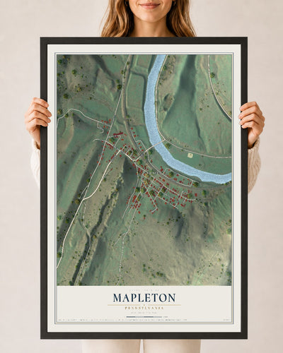 Map of Mapleton, Pennsylvania, 24 x 36 inch print in a black wood frame