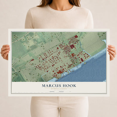 Map of Marcus Hook, Pennsylvania, 12 x 18 inch unframed archival matte print