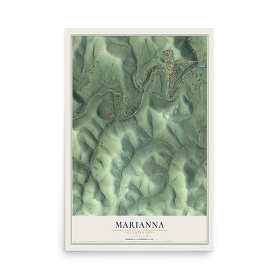 Map of Marianna, Pennsylvania, 12 x 18 inch unframed archival matte print