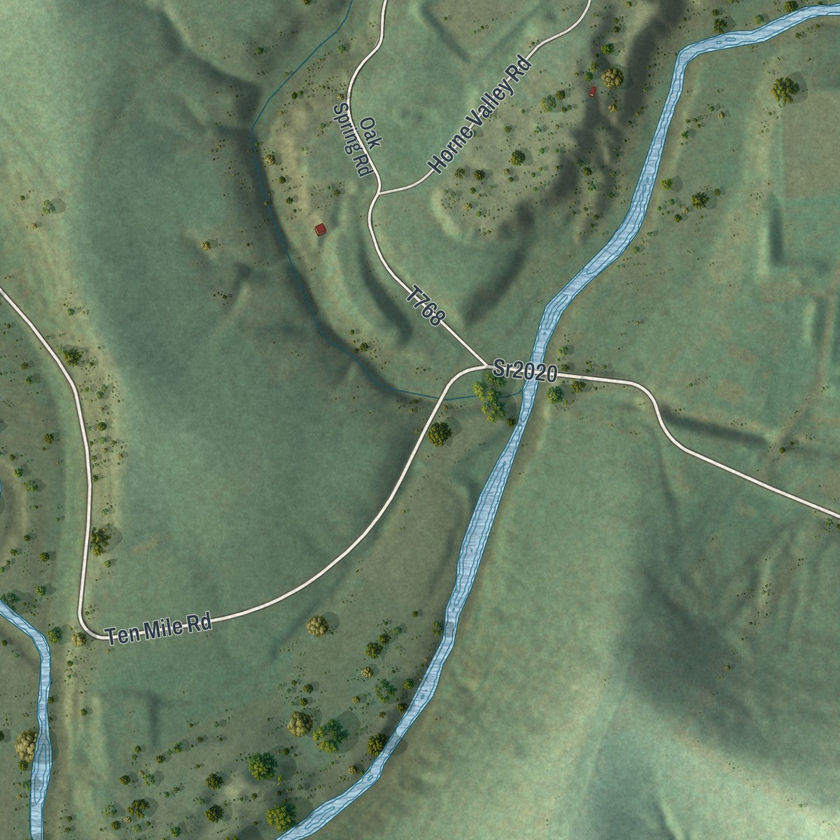 Second close-up of the map of Marianna, Pennsylvania print showing more streets and buildings