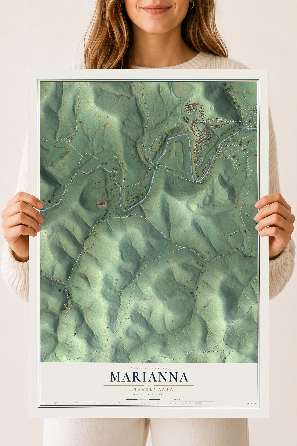 Map of Marianna, Pennsylvania, 18 x 24 inch unframed archival matte print
