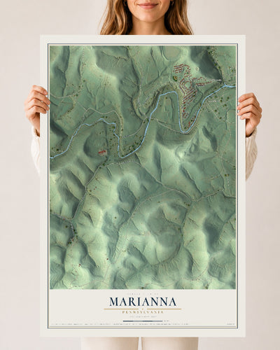 Map of Marianna, Pennsylvania, 24 x 36 inch unframed archival matte print