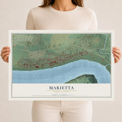 Map of Marietta, Pennsylvania, 12 x 18 inch unframed archival matte print