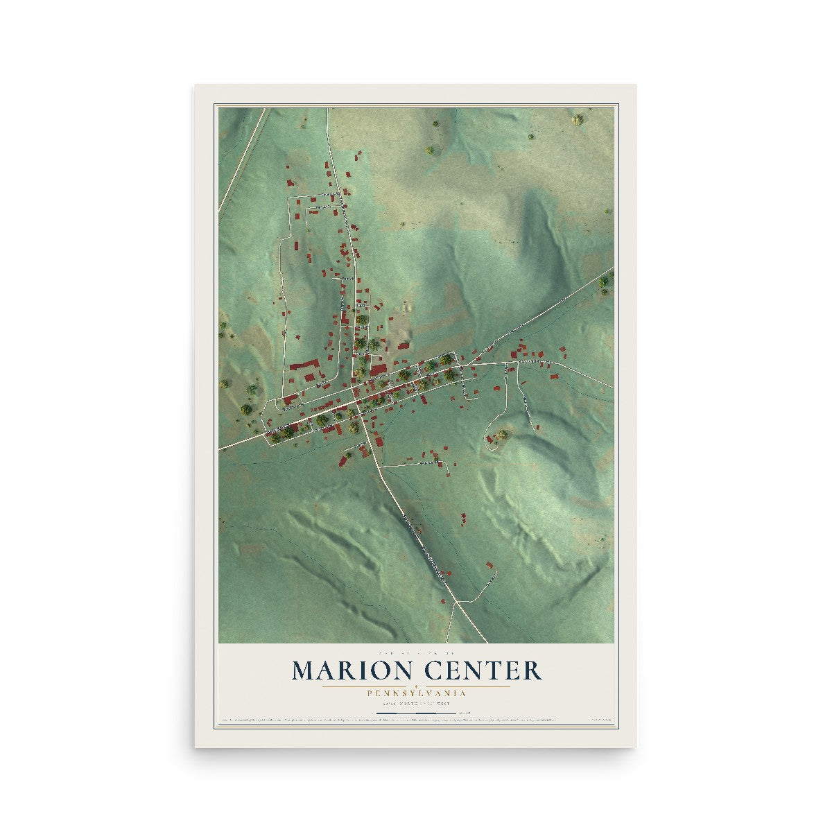 Map of Marion Center, Pennsylvania, 12 x 18 inch unframed archival matte print