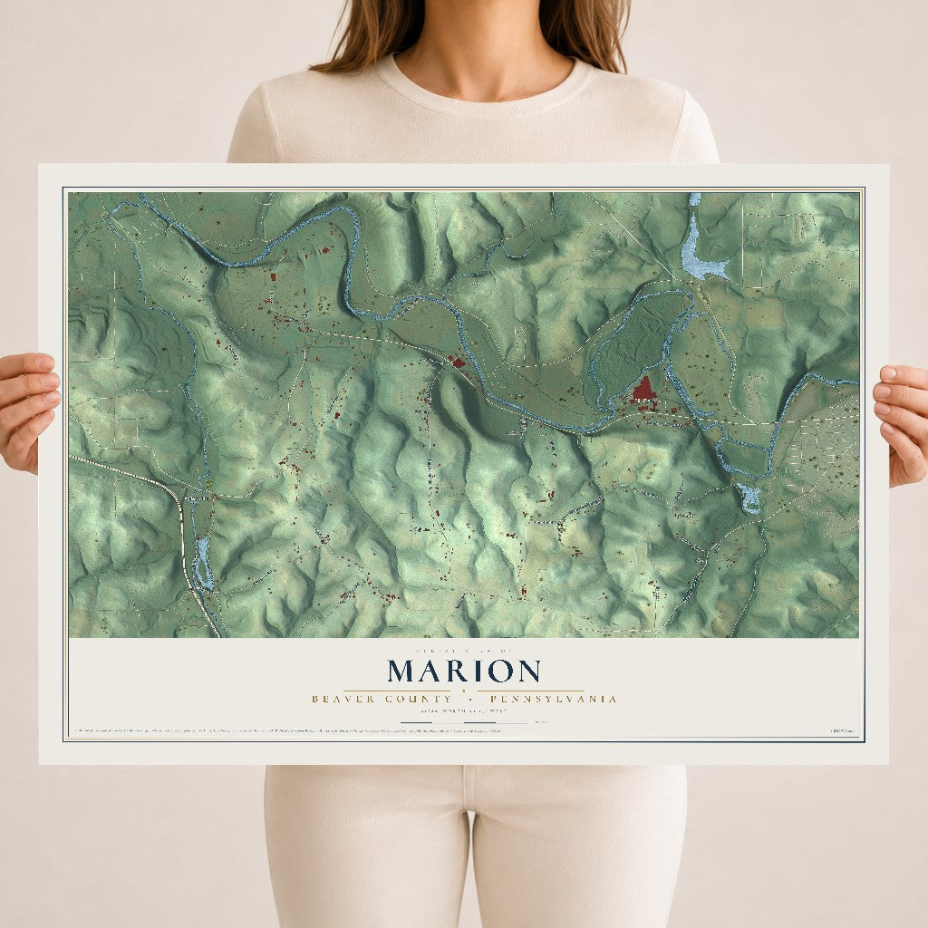 Map of Marion, Beaver County, Pennsylvania, 18 x 24 inch unframed archival matte print