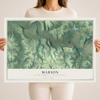 Map of Marion, Beaver County, Pennsylvania, 18 x 24 inch unframed archival matte print