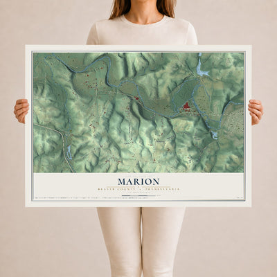 Map of Marion, Beaver County, Pennsylvania, 24 x 36 inch unframed archival matte print